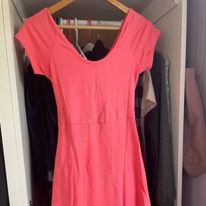 Pact Fit & Flare Crossback Mini Dress, Small, Rosy